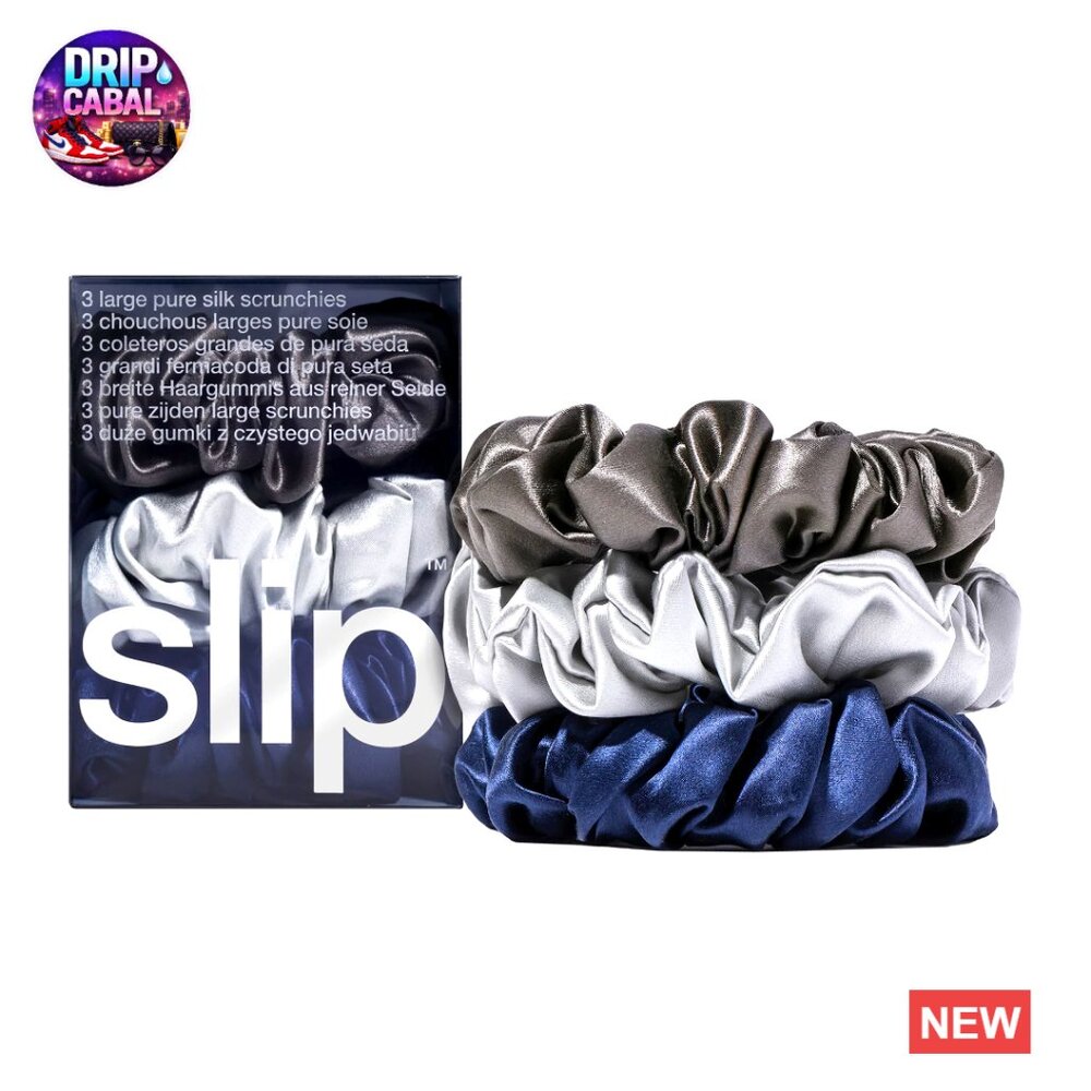 Pure Silk Large Scrunchies Set of 3 Ultra Soft Anti Crease Hair Friendly